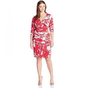 Calvin Klein Dark Pink and White Wrap-Style Dress